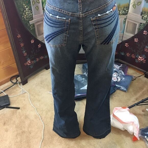 Women’s Denim Jeans Frilled Hem 3,5,7,9,11,15 - Picture 1 of 5